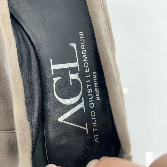 AGL Italy Women's Ballet Flats Size 36.5 Cap Toe Soft Brown Leather Slip On Shoe - Picture 13 of 15